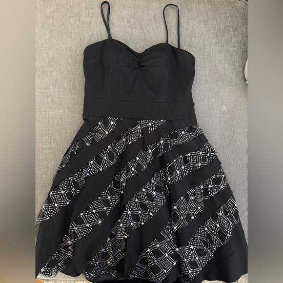 Hailey Logan By Adrianna Papell Mini Black Corset Ruffle Sparkle Dress Party - Picture 2 of 9